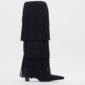 Zara Suede Fringe Boot